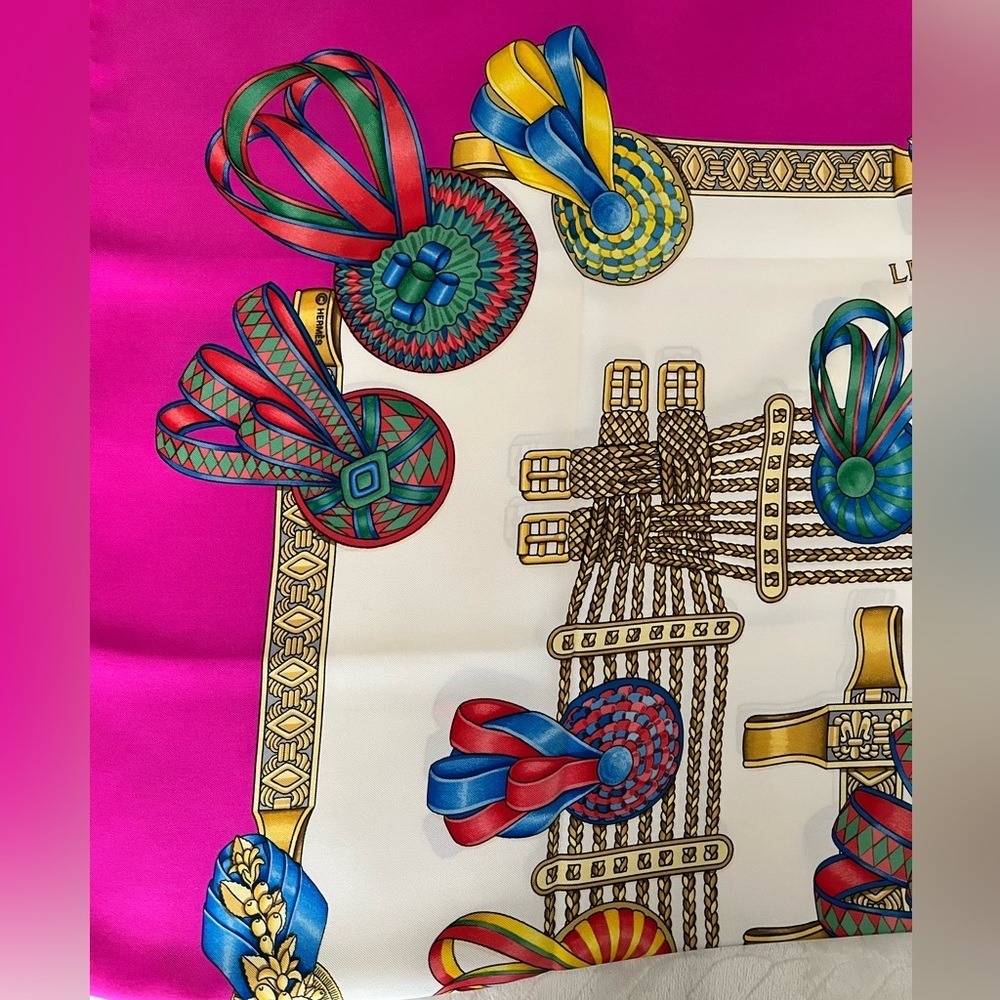 HERMES Les Rubans Du Cheval Silk Scarf by Joachim Metz Rare EUC 1988--93 - Picture 8 of 17